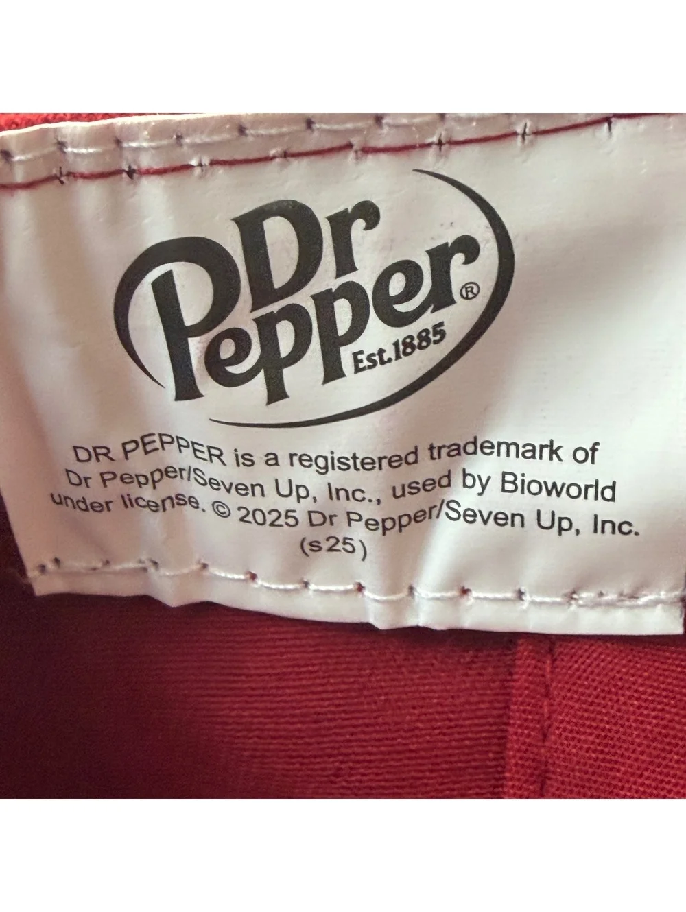 Dr Pepper Embroidered Hat Bioworld Strap Back Cap Maroon White EUC